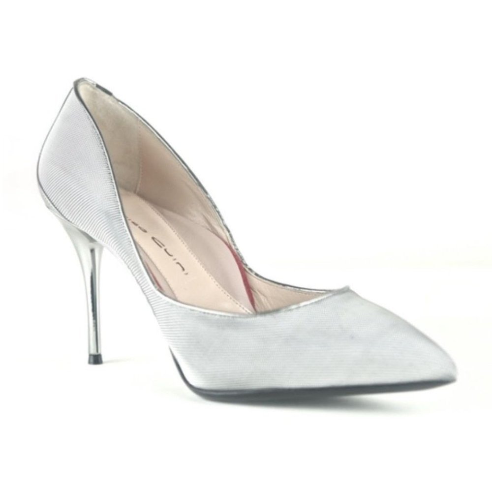 Enrico Cuini ELLE Cybernet Metallic Silver Pumps Size 41.5